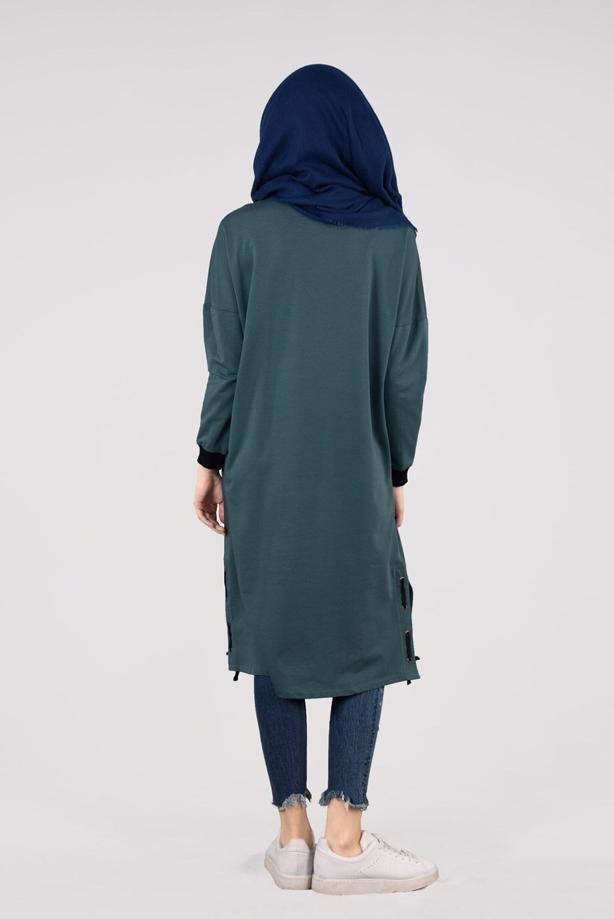 Vêtements hijab VERT T 73905 Allday-Örme Tesettür  Tunik - TRENDTESETTÜR