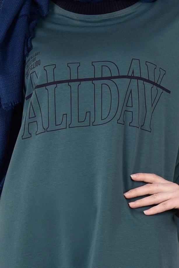 Vêtements hijab VERT T 73905 Allday-Örme Tesettür  Tunik - TRENDTESETTÜR