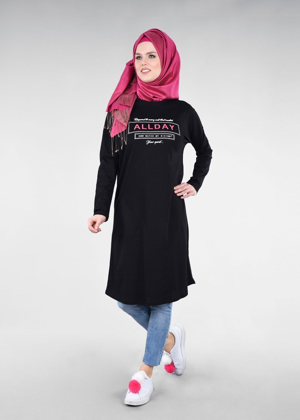Vêtements hijab NOIR T 88115 Allday-Örme Tesettür Tunik