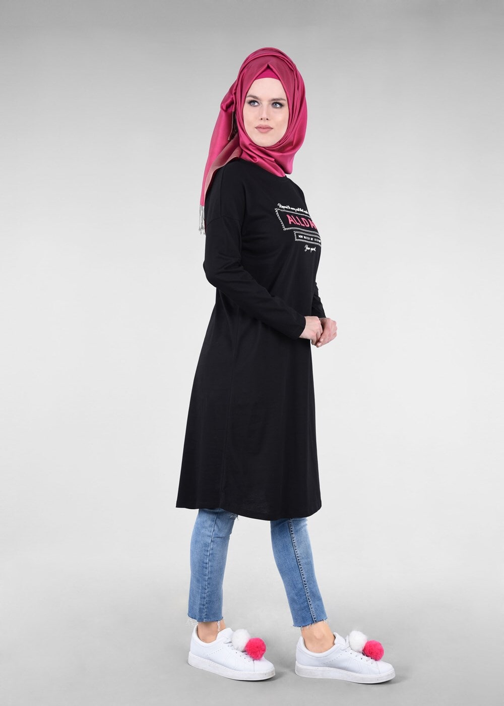 Vêtements hijab NOIR T 88115 Allday-Örme Tesettür Tunik
