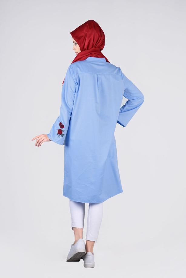 Vêtements hijab  T 95115 Allday-Nakışlı Tesettür Tunik - TRENDTESETTÜR