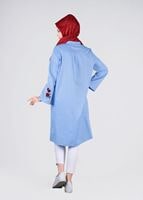 Vêtements hijab BLEU T 95115 Allday-Nakışlı Tesettür Tunik