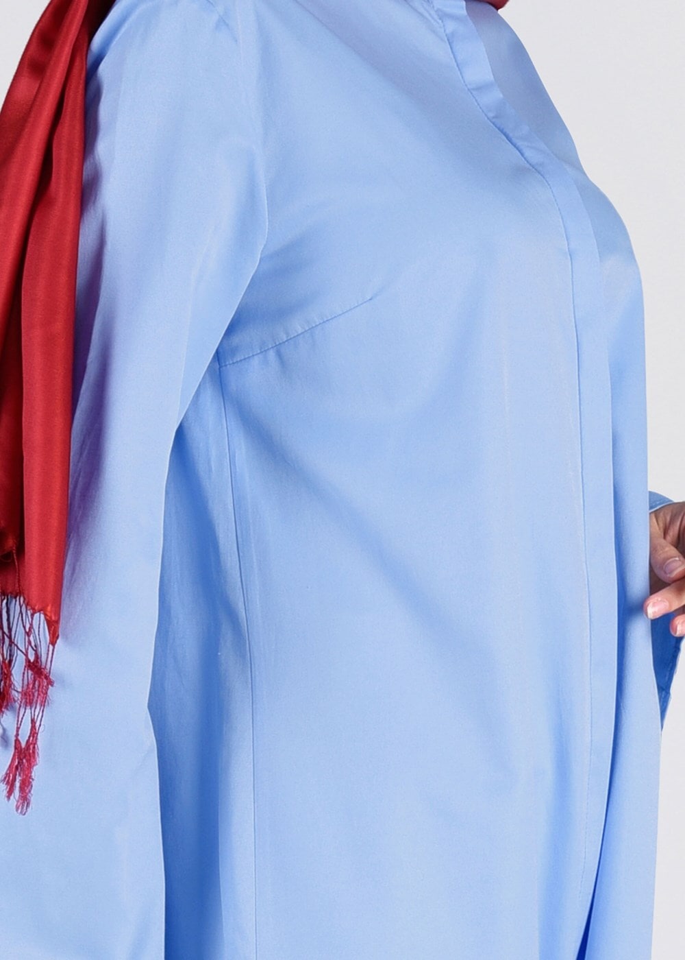 Vêtements hijab BLEU T 95115 Allday-Nakışlı Tesettür Tunik