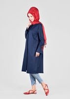 Tesettür giyim LACİVERT T 95115 Allday-Nakışlı Tesettür Tunik