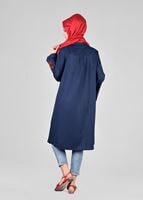 Tesettür giyim LACİVERT T 95115 Allday-Nakışlı Tesettür Tunik