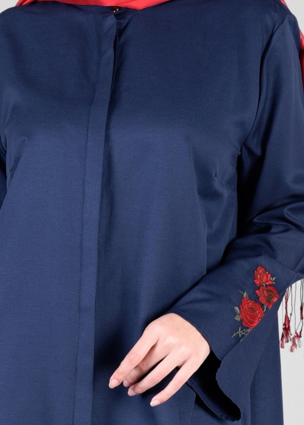 Tesettür giyim LACİVERT T 95115 Allday-Nakışlı Tesettür Tunik