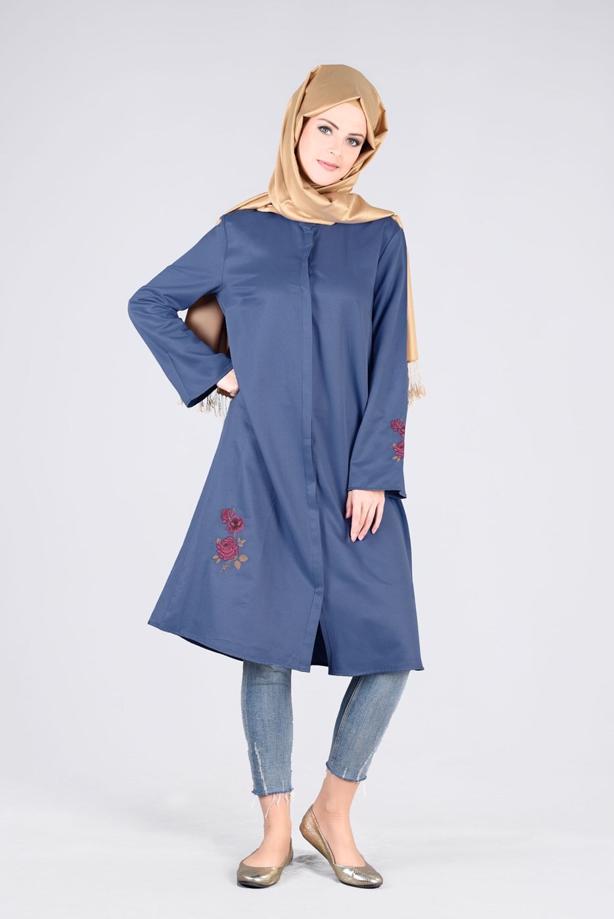 Hijab clothing  T 95115 Allday-Nakışlı Tesettür Tunik - TRENDTESETTÜR