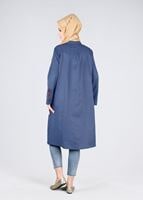 Hijab clothing NAVY BLUE T 95115 Allday-Nakışlı Tesettür Tunik