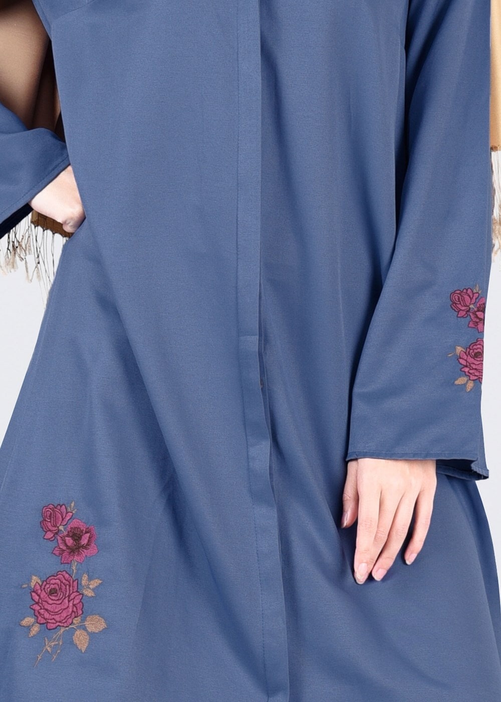 Hijab clothing NAVY BLUE T 95115 Allday-Nakışlı Tesettür Tunik