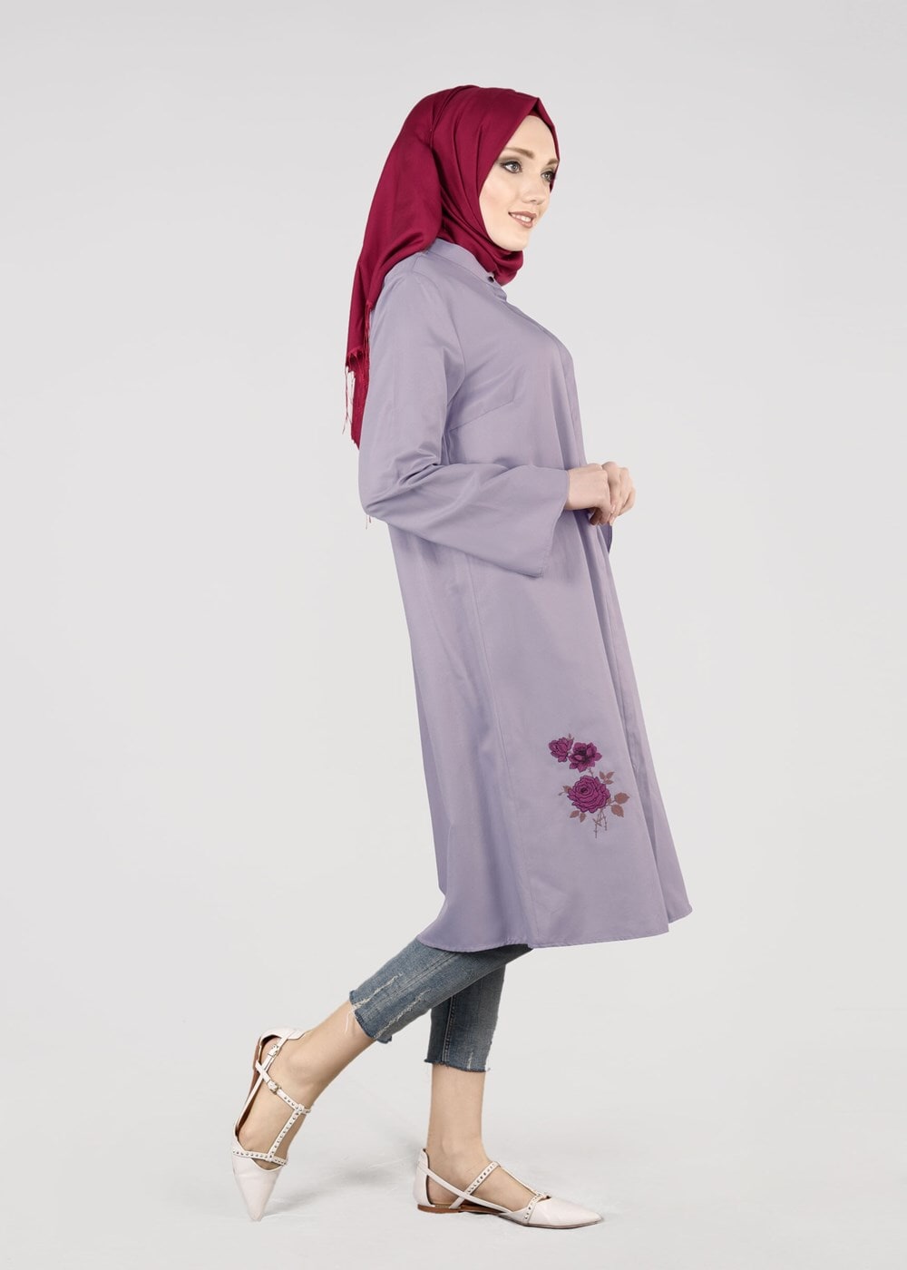 Tesettür giyim MOR T 95115 Allday-Nakışlı Tesettür Tunik