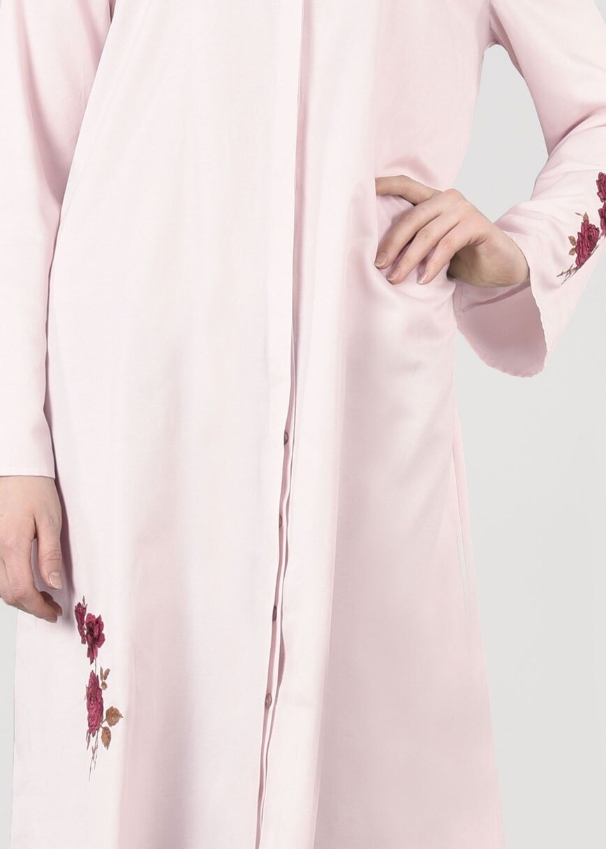Tesettür giyim PEMBE T 95115 Allday-Nakışlı Tesettür Tunik