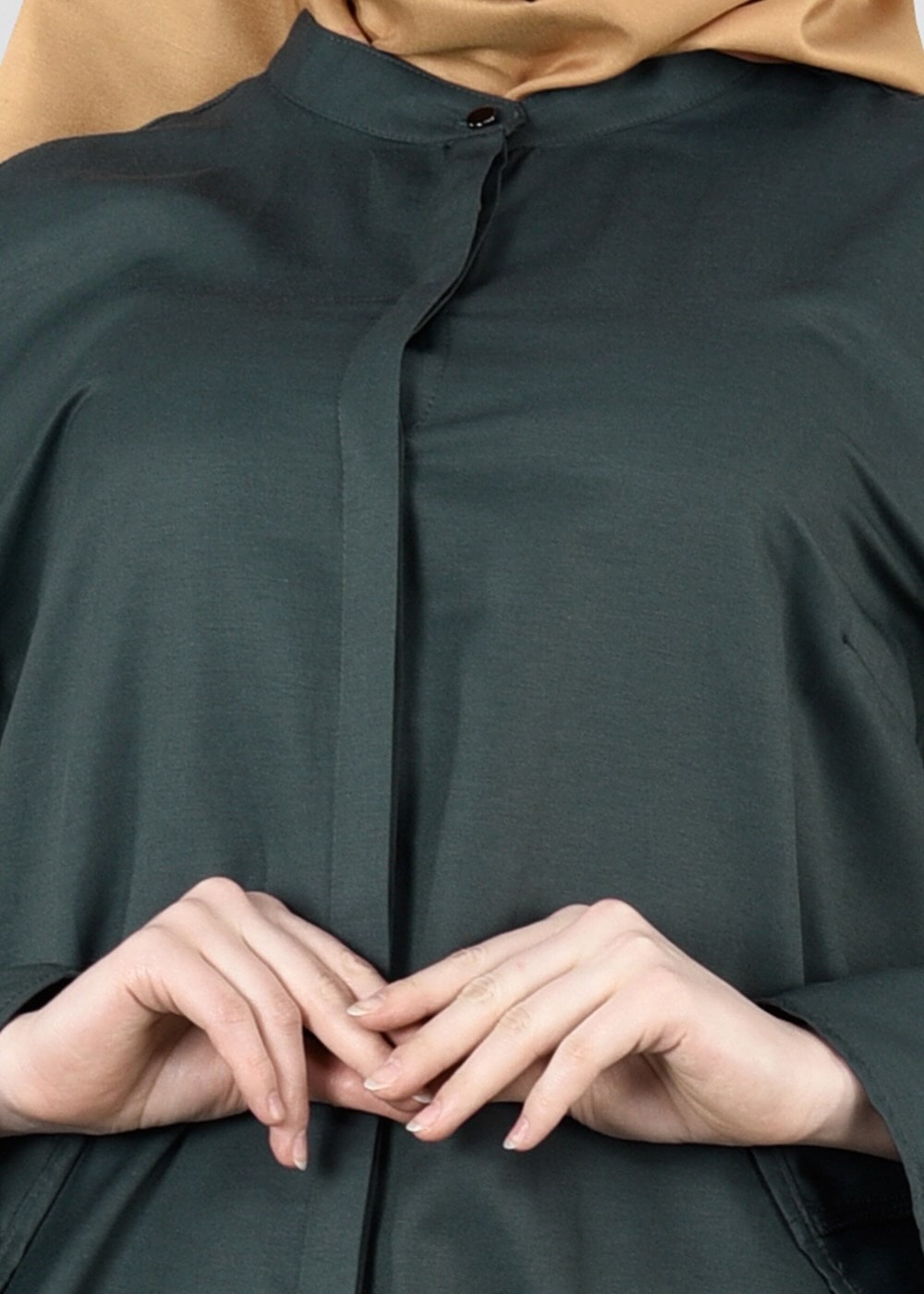 Tesettür giyim YEŞİL T 95115 Allday-Nakışlı Tesettür Tunik