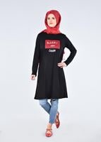 Hijab clothing BLACK T 99115 Allday-Örme Tesettür Tunik