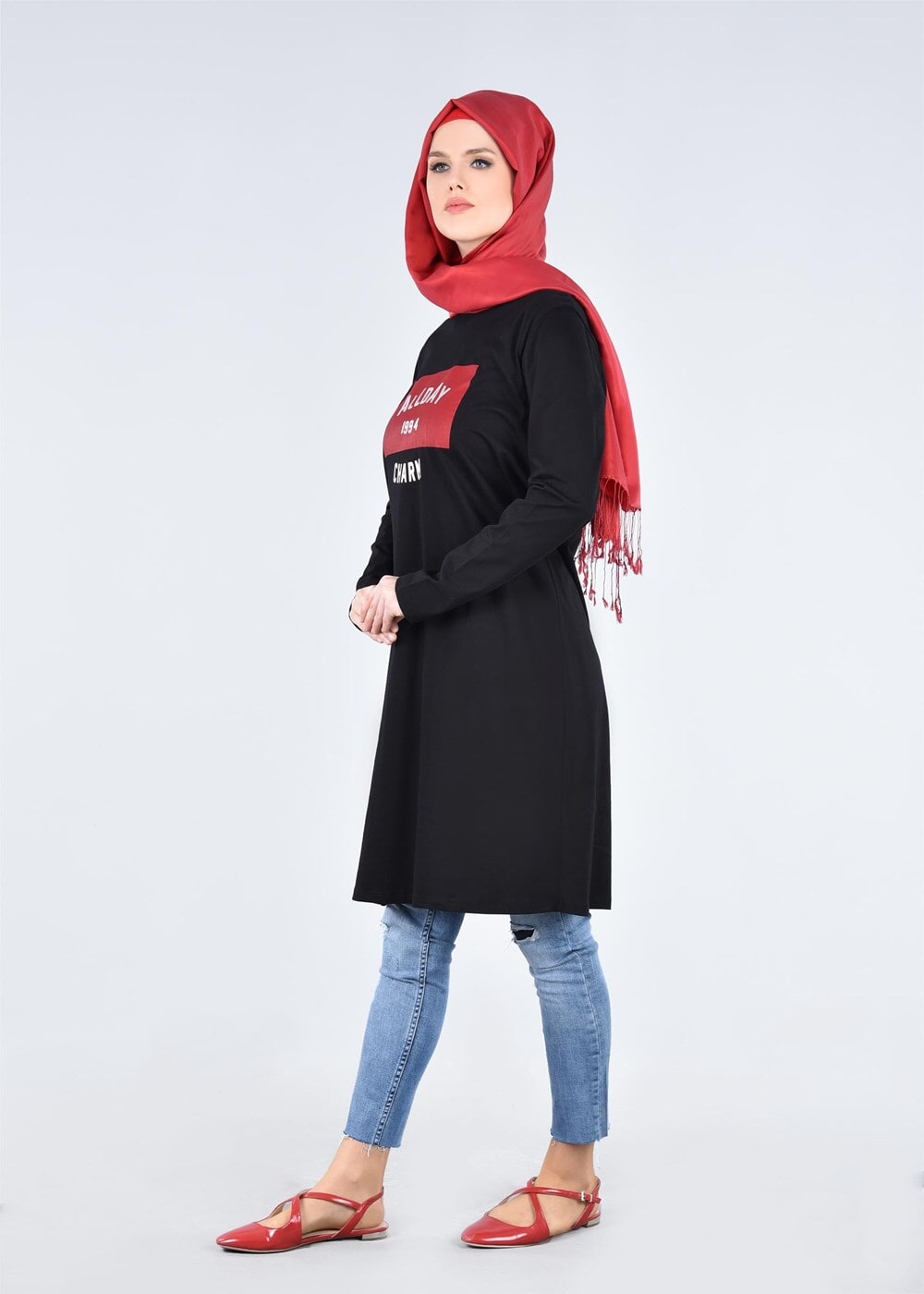 Vêtements hijab NOIR T 99115 Allday-Örme Tesettür Tunik