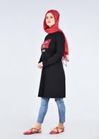 Hijab clothing BLACK T 99115 Allday-Örme Tesettür Tunik