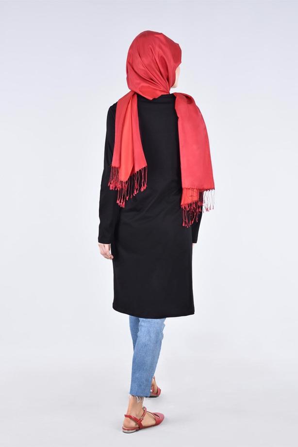 Vêtements hijab NOIR T 99115 Allday-Örme Tesettür Tunik - TRENDTESETTÜR