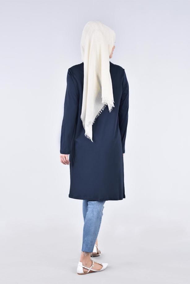 Vêtements hijab BLEU MARINE T 99115 Allday-Örme Tesettür Tunik - TRENDTESETTÜR