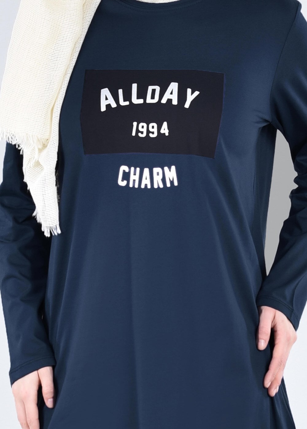 Vêtements hijab BLEU MARINE T 99115 Allday-Örme Tesettür Tunik