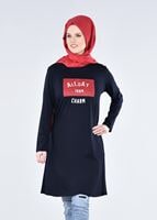 Vêtements hijab BLEU MARINE T 99115 Allday-Örme Tesettür Tunik