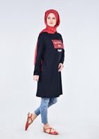 Vêtements hijab BLEU MARINE T 99115 Allday-Örme Tesettür Tunik