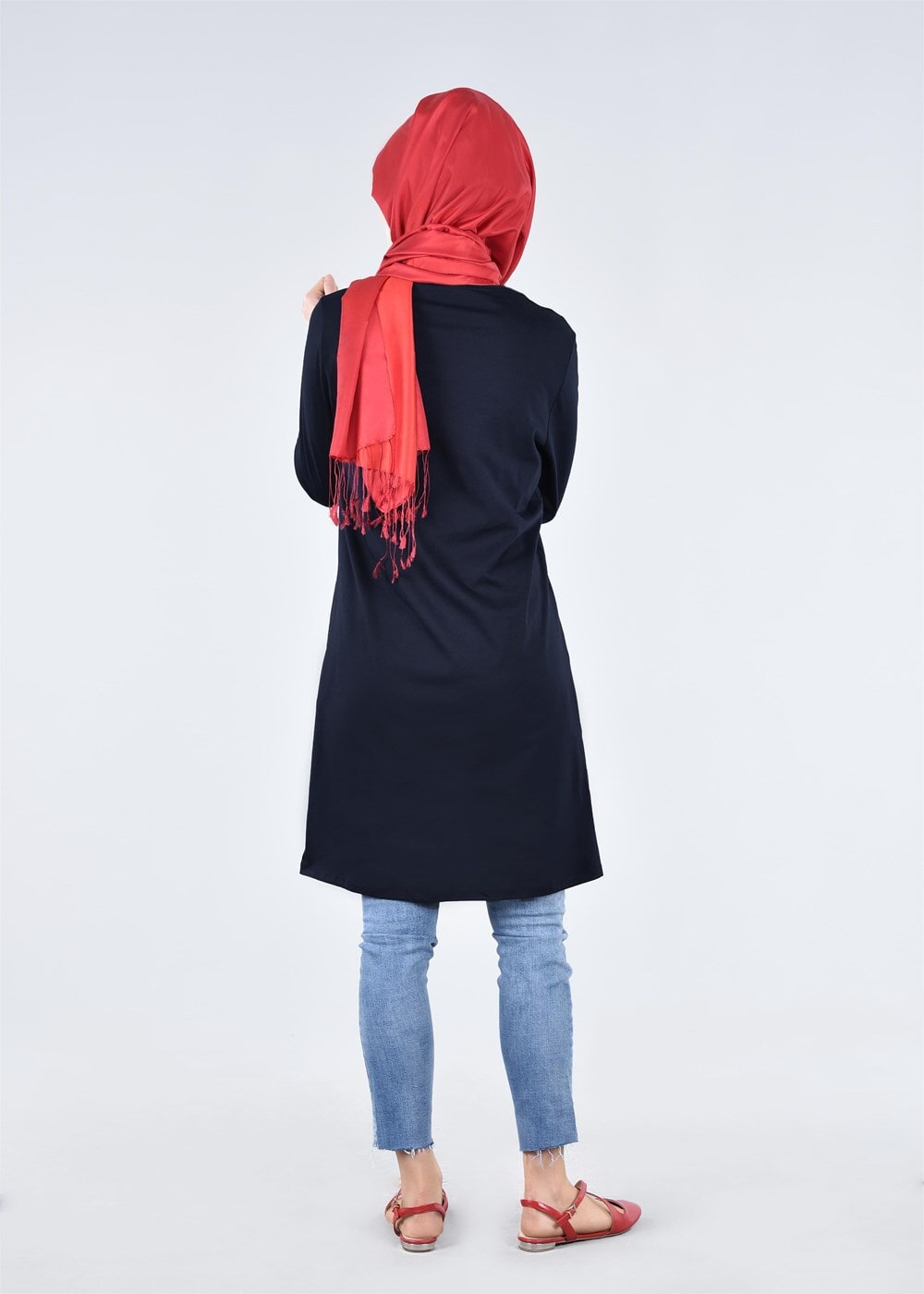 Vêtements hijab BLEU MARINE T 99115 Allday-Örme Tesettür Tunik