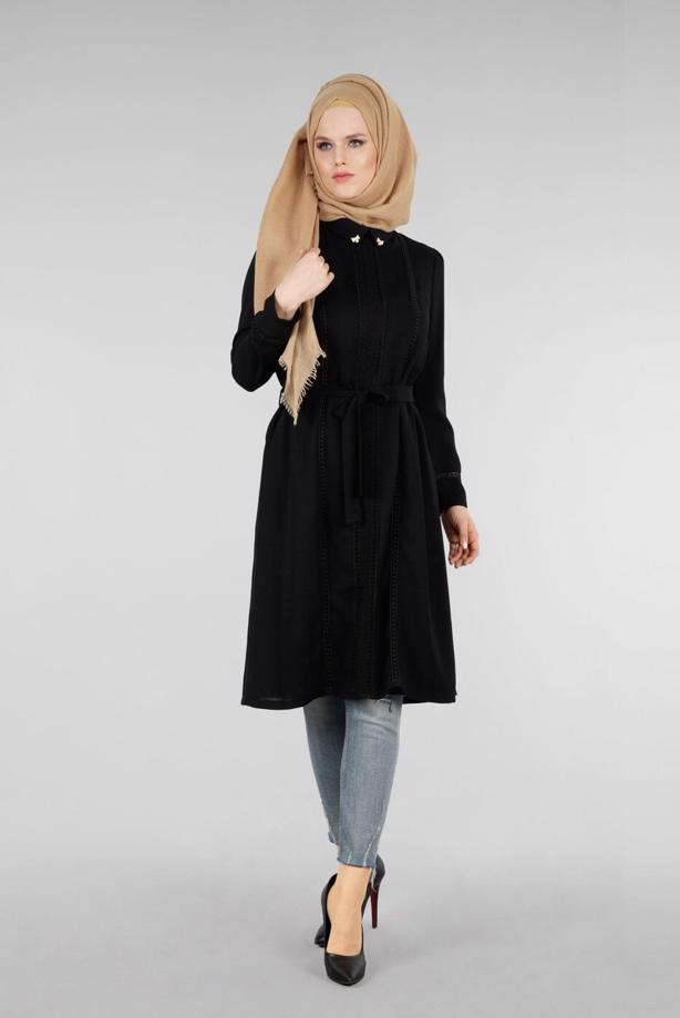 Vêtements hijab  T 0028 Stilife- Güpür Detaylı Tunik - TRENDTESETTÜR