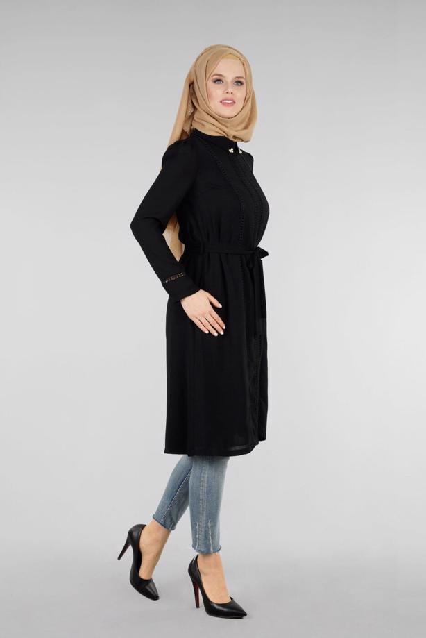 Vêtements hijab  T 0028 Stilife- Güpür Detaylı Tunik - TRENDTESETTÜR
