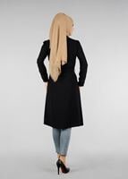 Tesettür giyim SİYAH T 0028 Stilife- Güpür Detaylı Tunik