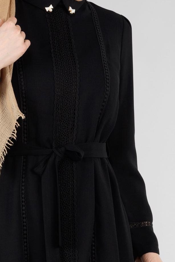 Vêtements hijab  T 0028 Stilife- Güpür Detaylı Tunik - TRENDTESETTÜR