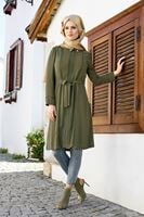 Hijab clothing KHAKI T 0028 Stilife- Güpür Detaylı Tunik