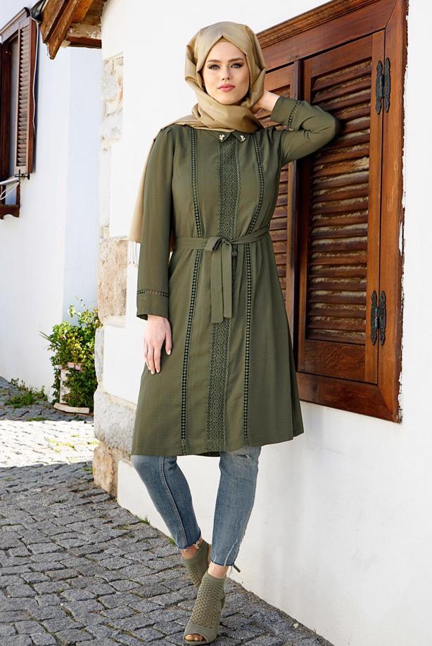 Vêtements hijab  T 0028 Stilife- Güpür Detaylı Tunik - TRENDTESETTÜR