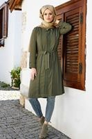 Hijab clothing KHAKI T 0028 Stilife- Güpür Detaylı Tunik
