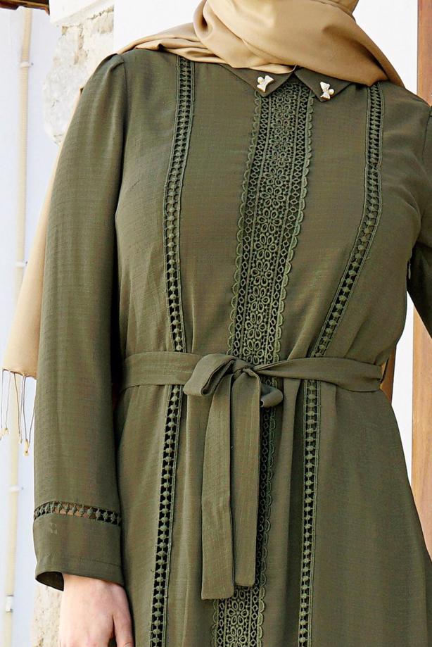 Vêtements hijab  T 0028 Stilife- Güpür Detaylı Tunik - TRENDTESETTÜR