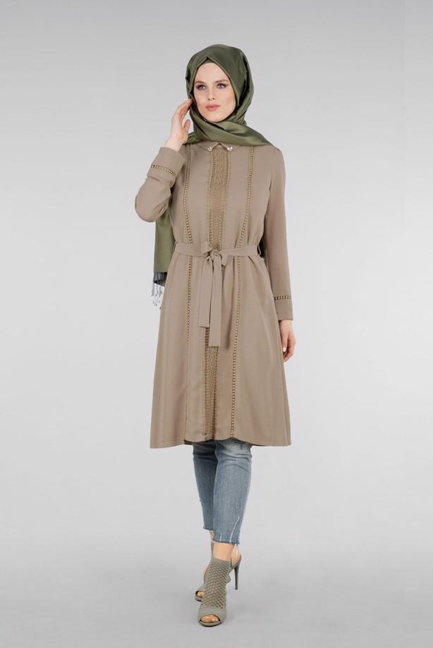 Vêtements hijab  T 0028 Stilife- Güpür Detaylı Tunik - TRENDTESETTÜR