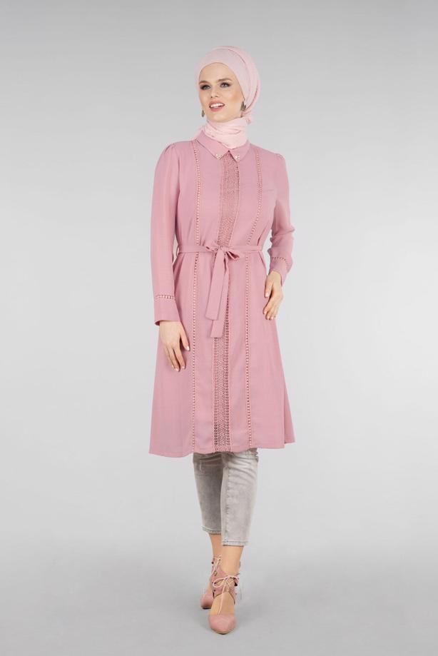Vêtements hijab  T 0028 Stilife- Güpür Detaylı Tunik - TRENDTESETTÜR