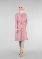 Tesettür giyim PUDRA T 0028 Stilife- Güpür Detaylı Tunik