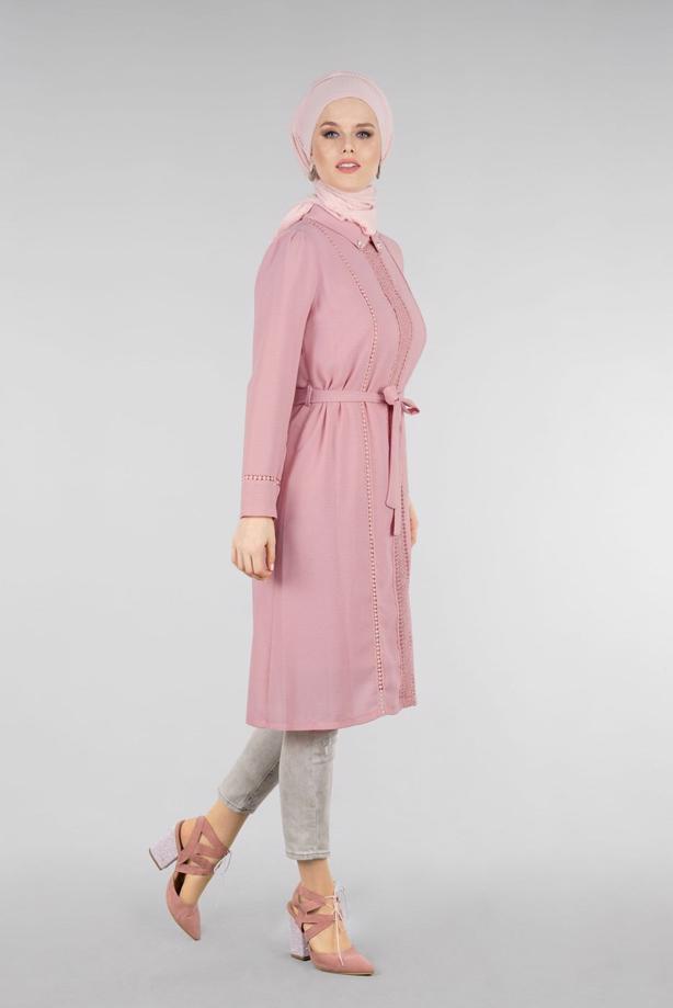 Vêtements hijab  T 0028 Stilife- Güpür Detaylı Tunik - TRENDTESETTÜR