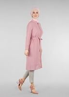 Tesettür giyim PUDRA T 0028 Stilife- Güpür Detaylı Tunik