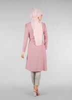 Tesettür giyim PUDRA T 0028 Stilife- Güpür Detaylı Tunik