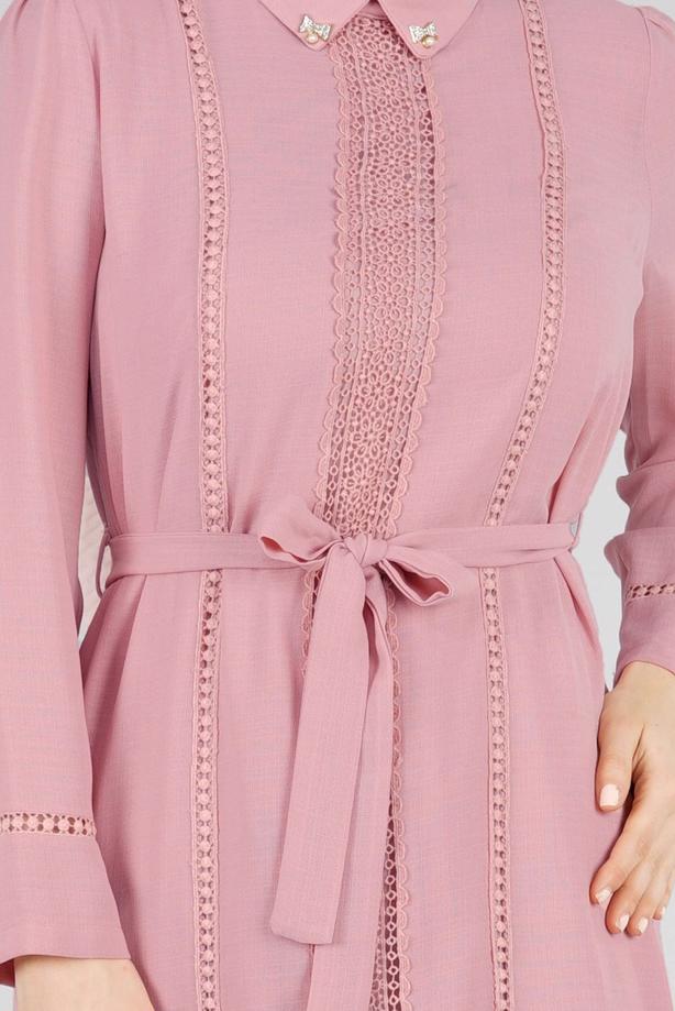 Vêtements hijab  T 0028 Stilife- Güpür Detaylı Tunik - TRENDTESETTÜR