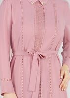 Hijab clothing POWDER T 0028 Stilife- Güpür Detaylı Tunik