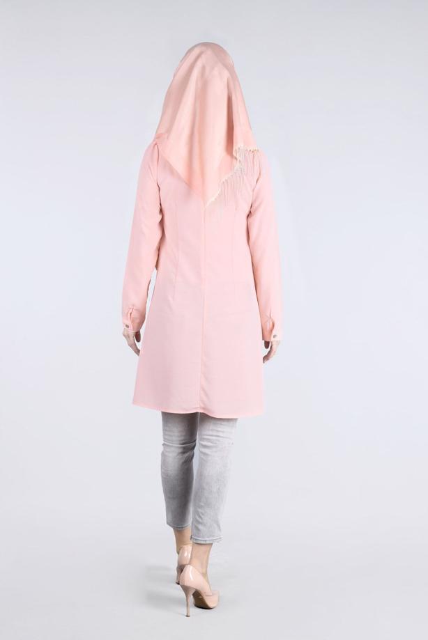 Vêtements hijab  T 0031 Gürbüz-Boncuk İşlemeli Tunik - TRENDTESETTÜR