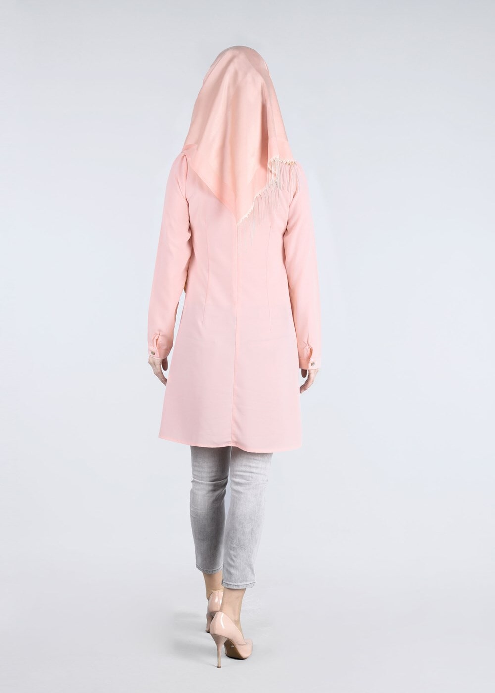 Hijab clothing POWDER T 0031 Gürbüz-Boncuk İşlemeli Tunik