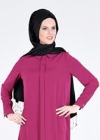 Tesettür giyim FUŞYA T 0079  Erkek Yaka Uzun Tunik-Bwest