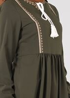 Hijab clothing KHAKI T 156 Miss Puan-Pile Detaylı Uzun Tunik