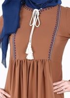 Vêtements hijab TABA T 156 Miss Puan-Pile Detaylı Uzun Tunik