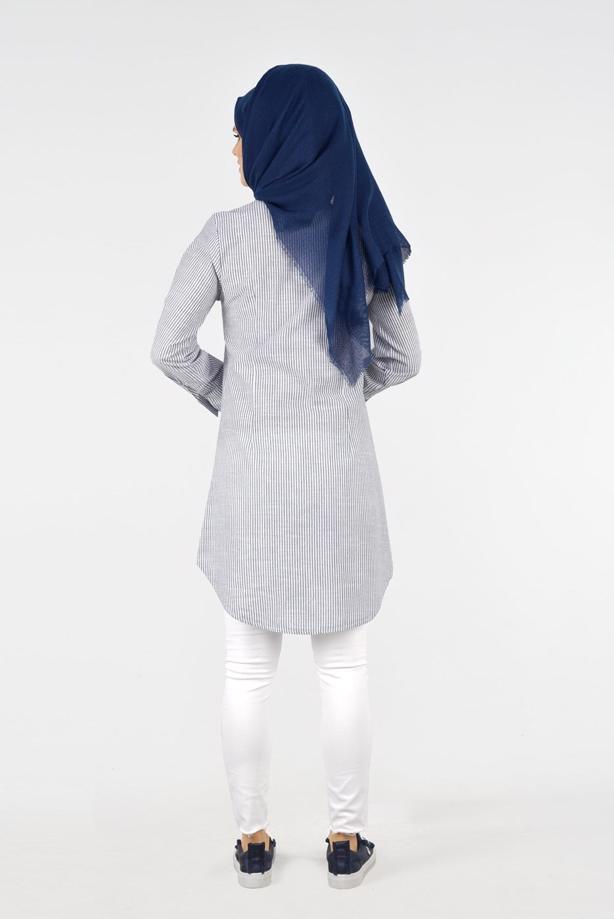 Vêtements hijab  T 356 Miss Puan-Çizgi Desenli Tunik - TRENDTESETTÜR