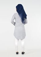 Hijab clothing BLACK T 356 Miss Puan-Çizgi Desenli Tunik