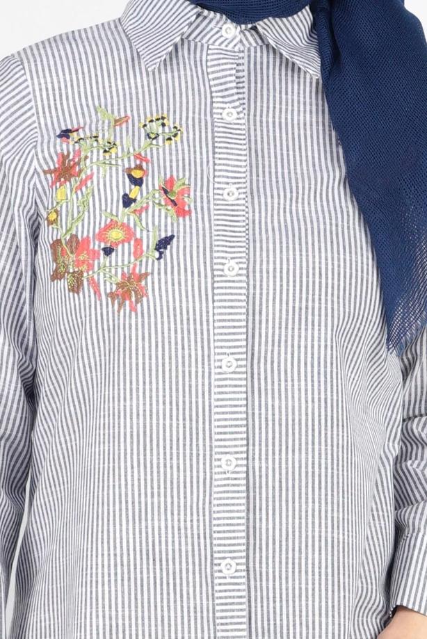 Vêtements hijab  T 356 Miss Puan-Çizgi Desenli Tunik - TRENDTESETTÜR