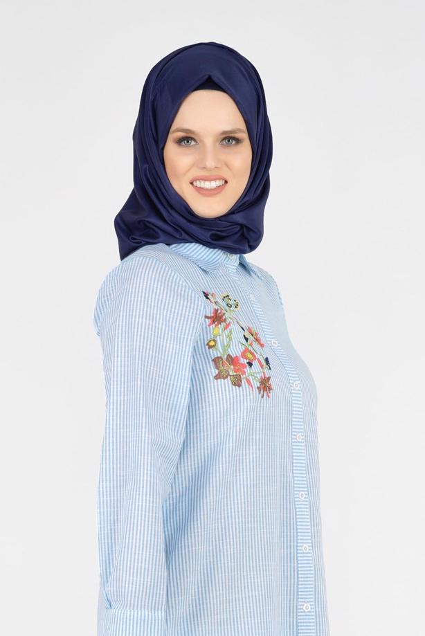 Vêtements hijab  T 356 Miss Puan-Çizgi Desenli Tunik - TRENDTESETTÜR